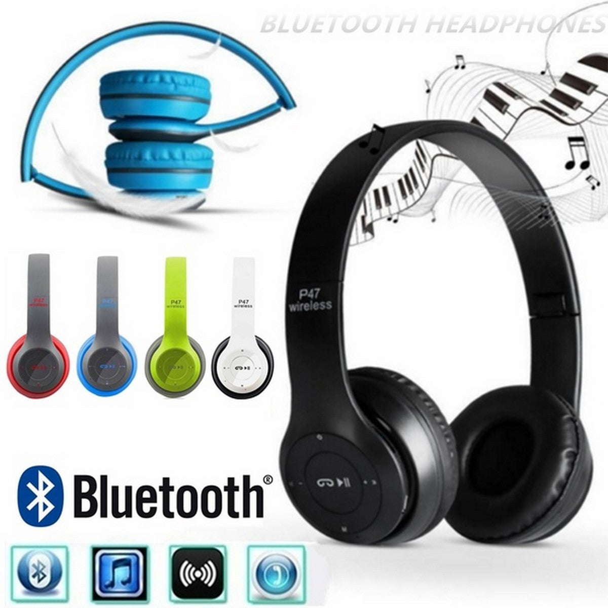 P47 Wireless Bluetooth Stereo Headphones